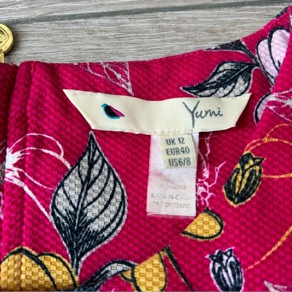 Yumi Sleeveless Floral Casual DARK PINK SKATER DRESS - Picture 8 of 14